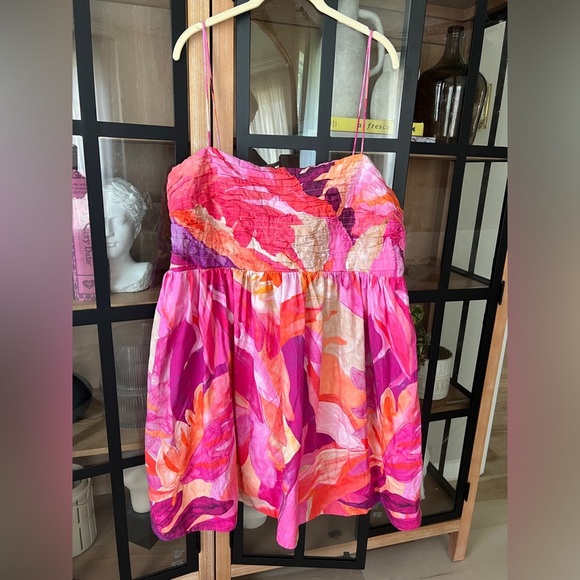 H&M babydoll dress plus size floral colorful tropical vacation sleeveless a-line - Picture 2 of 8